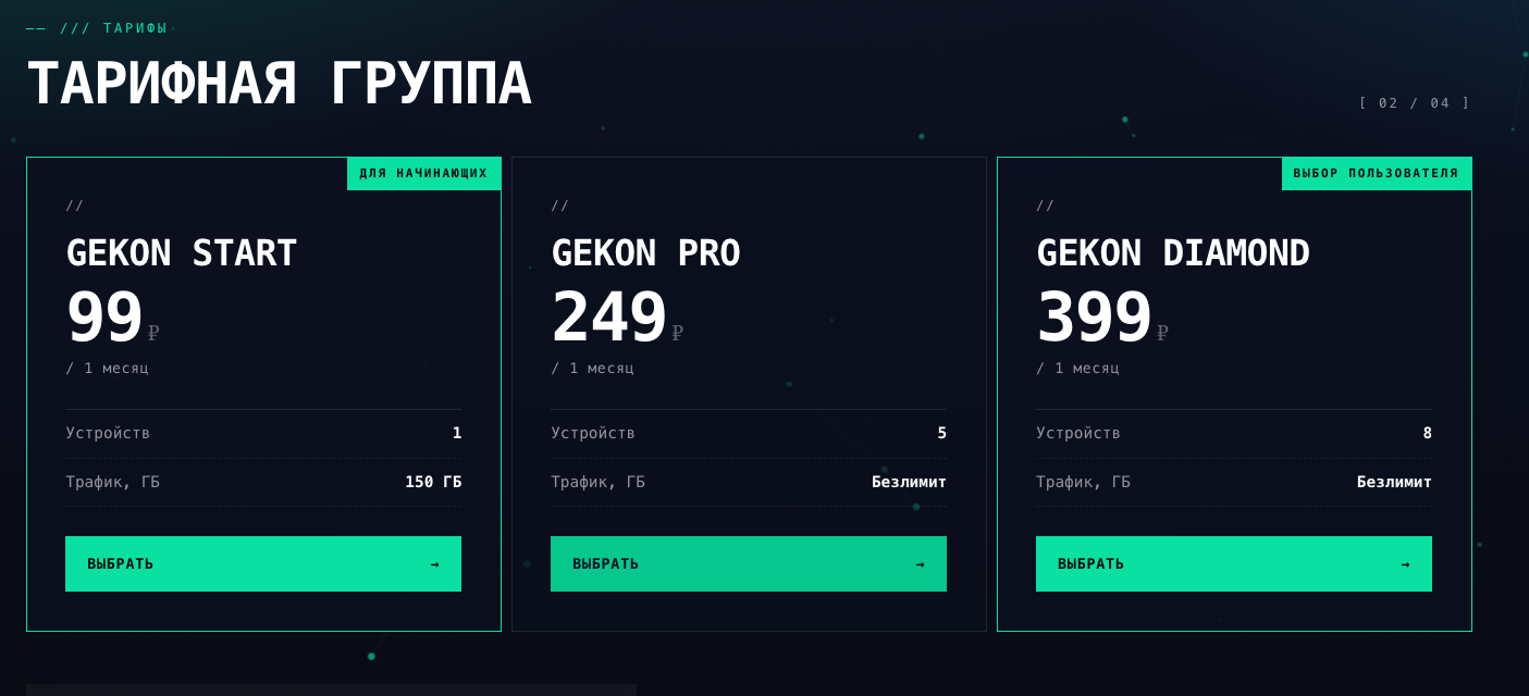 Тарифы в кабинете