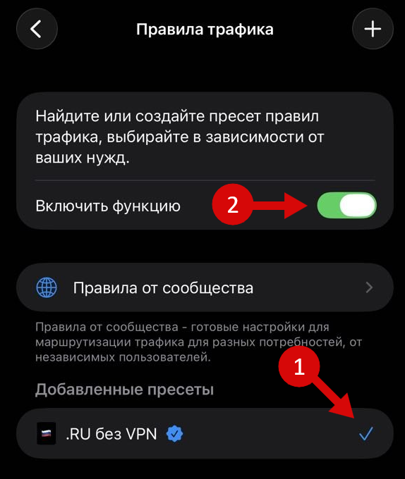 v2rayTun: пресет включён